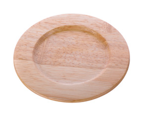 Wooden plate on white background