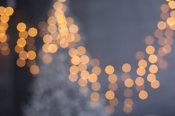 Defocused abstract multicolored bokeh lights background.