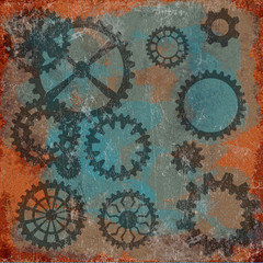 Steam punk  grunge background with clock wheels
