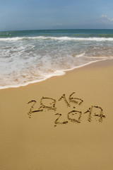  2016 and 2017 year on the sand beach