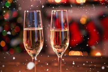 Composite image of snow falling