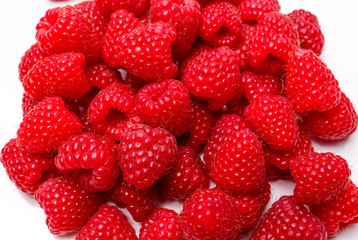 Raspberry berries on a white background