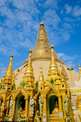 Fototapeta na wymiar Myanmer famous sacred place and tourist attraction landmark - Shwedagon Paya pagoda. Yangon, Myanmar
