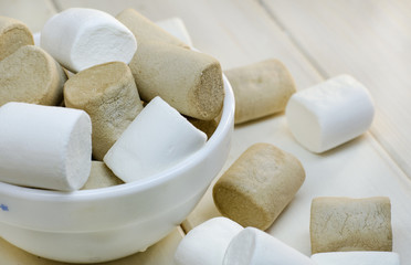 marshmallow white and coffee-colored