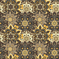 Seamless hand drawn mandala pattern. Vintage elements in oriental style. Texture for wallpapers, backgrounds and page fill. Islam, arabic, indian, turkish,ottoman, asian motifs. Vector illustration.