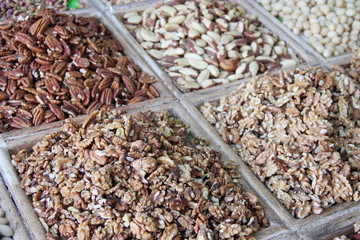 Variety of dried fruits sold at an Arabic market stall