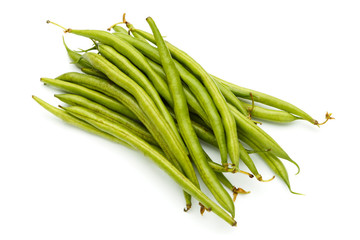 green beans on white background