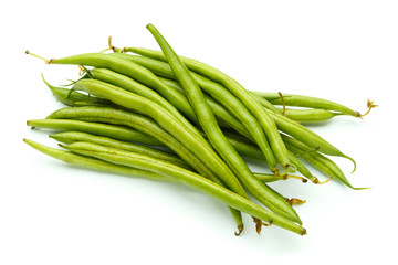 green beans on white background