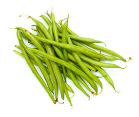 green beans on white background