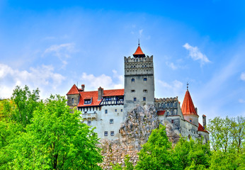 Fototapeta na wymiar Beautiful, medieval Dracula castle of Transylvania in Bran town, Romania
