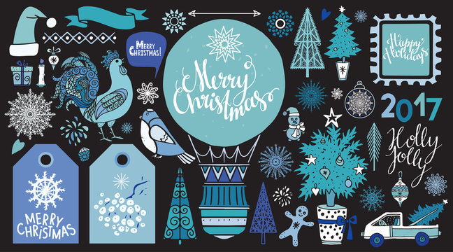 Christmas icons, symbols, mark