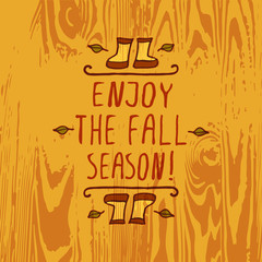 Vector handdrawn autumn element with text