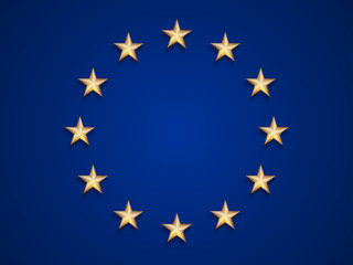 European Union flag with gold stars