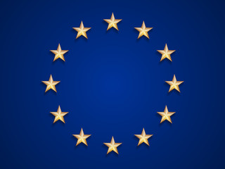 European Union flag with gold stars