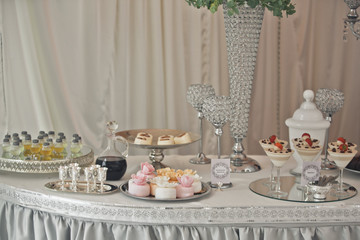 The wedding sweets on the buffet table