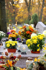 Polish traditional cemetery on the feast of all saints day