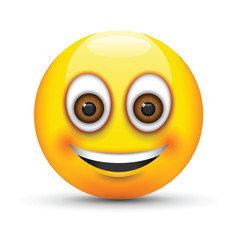 Fototapeta premium smiling emoji big realistic brown eyes