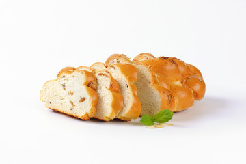 sliced sweet braided bread