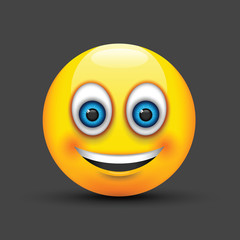 Fototapeta premium smiling emoji big realistic blue eyes