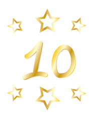 Jubiläum 10 Jahre, Goldene 10 mit 6 Sternen