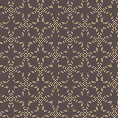 Seamless ornament in arabian style. Pattern for wallpapers and backgrounds. Brown and golden pattern