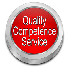 Quality Competence Service Button - 3D illustration