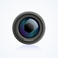Shutter apertures, camera objective, lens, vector illustration