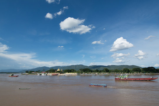 Mekong river in the place named Golden Triangle,Thailand