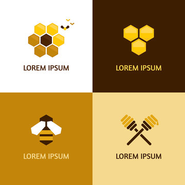 Honey logotypes vector set
