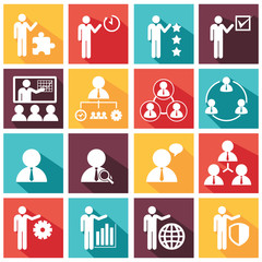 Human resources and management icons set.