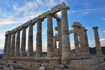Obraz premium Temple of Poseidon at Cape Sounion Attica Greece