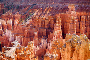 Scenic view of stunning red sandstone hoodoos in Bryce Canyon National Park
