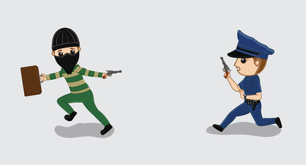 Police Firing on Robber