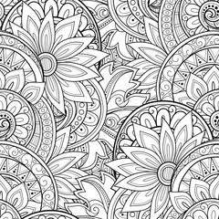 Vector Seamless Monochrome Floral Pattern