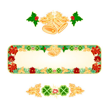 Banner Christmas Spruce with bells and ribbons vector illustration