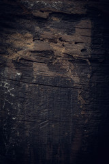 black dark wood background, wooden board rough grain surface