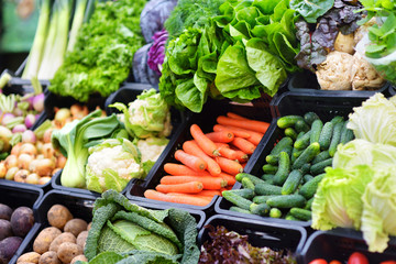 Fresh organic vegetables at farmers market