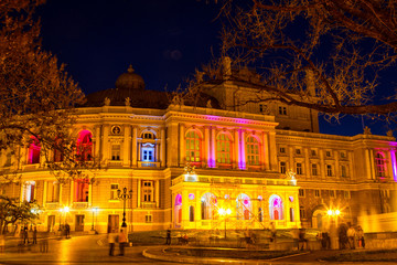 Fototapeta na wymiar Odessa Opera and Ballet Theater at night