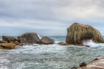 Black sea coastline before storm