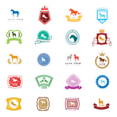 Horse Icons Set - Isolated On White Background - Vector Illustration, Graphic Design. For Web,Websites,App, Print,Presentation Templates,Mobile Applications And Promotional Materials