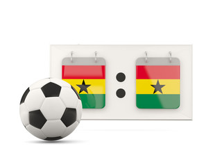 Flag of ghana, football with scoreboard