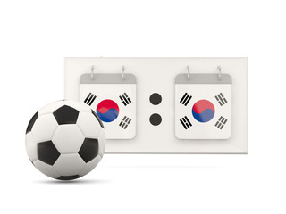 Flag of korea south, football with scoreboard