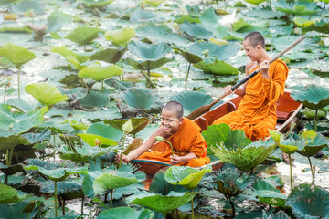 Novices were ferried to collect lotus