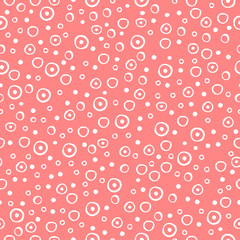 Seamless vector pattern with dots. Coral Background with hand drawn decorative elements. Decorative repeating ornament. Graphic vector illustration.
