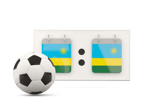 Flag of rwanda, football with scoreboard