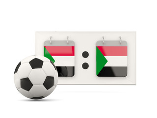 Flag of sudan, football with scoreboard