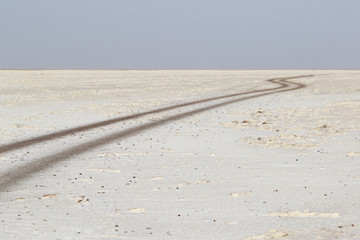 Road with no traffic in the danakil depression, ethiopia africa