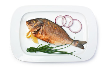 dish of fried fish with onions