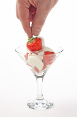 Ice cream with strawberries