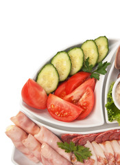  assorted sausages and vegetables